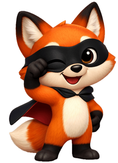 Zorrito, mascota de zorrito.ai con capa, animando a subir tu factura de luz Zorrito, mascota de zorrito.ai con capa, animando a subir tu factura de luz